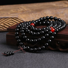 Load image into Gallery viewer, Multilayer 108 Natural Black Obsidian Red Agate Beads Charm Bracelet
