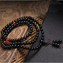 Load image into Gallery viewer, Multilayer 108 Natural Black Obsidian Red Agate Beads Charm Bracelet
