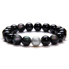 Load image into Gallery viewer, Natural Rainbow Obsidian Beaded Charm Bracelet
