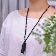 Load image into Gallery viewer, Handcrafted Natural Black Obsidian Bhagavati prajnaparamitahrdaya Pendant Necklace
