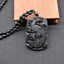 Load image into Gallery viewer, Handcrafted Black Obsidian Phoenix Amulet Pendant Necklace
