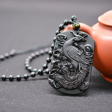 Load image into Gallery viewer, Handcrafted Black Obsidian Phoenix Amulet Pendant Necklace
