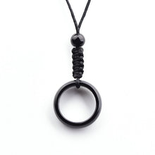 Load image into Gallery viewer, Handcrafted Natural Black Obsidian Circle Pendant Necklace
