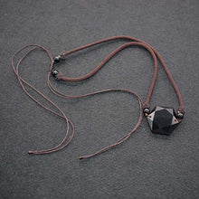 Load image into Gallery viewer, Handcrafted Natural Black Obsidian/Sandstone Six Pointed Pendant Necklace
