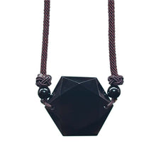 Load image into Gallery viewer, Handcrafted Natural Black Obsidian/Sandstone Six Pointed Pendant Necklace
