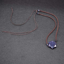 Load image into Gallery viewer, Handcrafted Natural Black Obsidian/Sandstone Six Pointed Pendant Necklace
