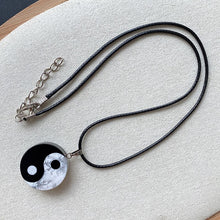 Load image into Gallery viewer, Natural Black &amp; White Obsidian Yin Yang Tai Chi Pendant Necklace
