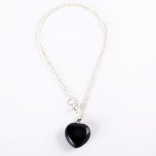 Load image into Gallery viewer, Natural Black Obsidian Heart Shaped Pendant Power Healing Chakra Reiki Crystal Necklace
