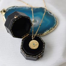 Load image into Gallery viewer, Blue Devil&#39;s Eye Gold Coin Pendant Necklace Clavicle Chain Titanium Steel Gold-plated
