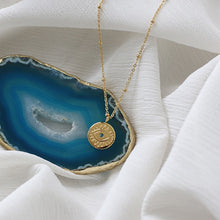 Load image into Gallery viewer, Blue Devil&#39;s Eye Gold Coin Pendant Necklace Clavicle Chain Titanium Steel Gold-plated
