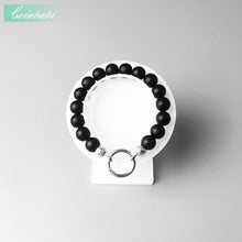 Load image into Gallery viewer, Natural Black Obsidian Beaded With Silver circle Clasp Charm Bracelet
