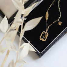 Load image into Gallery viewer, Byzantine Retro Stars Moon Myth Gutta-percha Black Enamel Pendant Necklace Goodluck Titanium Steel Golden Plated
