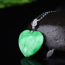 Load image into Gallery viewer, Handcrafted Natural Green Jade Heart Pendant Necklace
