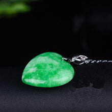 Load image into Gallery viewer, Handcrafted Natural Green Jade Heart Pendant Necklace
