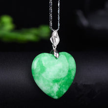 Load image into Gallery viewer, Handcrafted Natural Green Jade Heart Pendant Necklace
