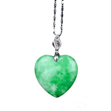 Load image into Gallery viewer, Handcrafted Natural Green Jade Heart Pendant Necklace
