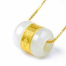 Load image into Gallery viewer, Handcrafted Gold Inlaid Natural Nephrite Jade Amulet Pendant Necklace
