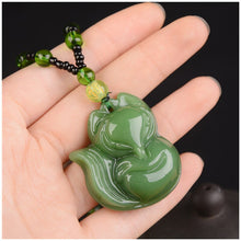 Load image into Gallery viewer, Lokaloca Handcrafted Natural Green Jade Little Fox Pendant Necklace
