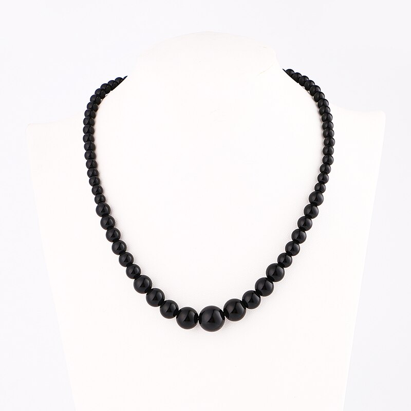 Minimalist Design Natural Black Obsidian Beaded Choker Necklace