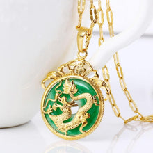 Load image into Gallery viewer, Lokaloca Natural Green Jade Dragon Pendant Jewelry Necklace
