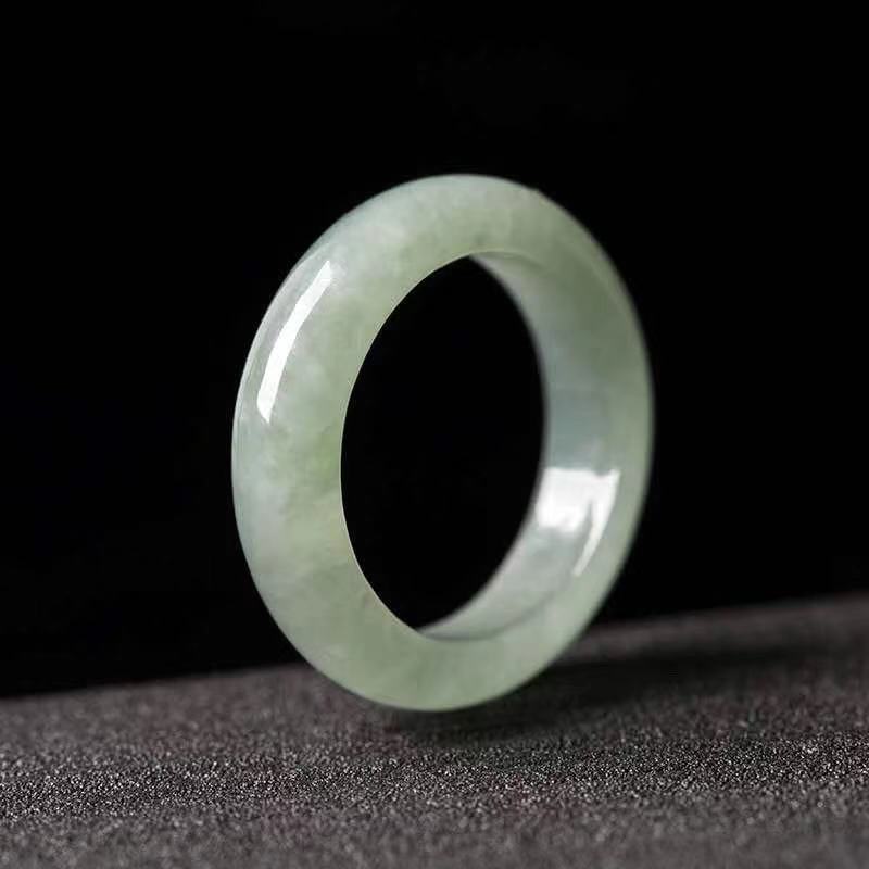 Lokaloca Top Grade Natural Light Green Hetian Jade Ring