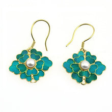 Load image into Gallery viewer, Cloisonne Pearl Enamel Porcelain Earrings Flower Vintage Retro Palace Exquisite Unique Charm Women&#39;s Brand Jewelry
