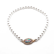 Load image into Gallery viewer, Colorful Oval Rhinestone Charm Pearl Beaded Choker Necklace
