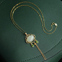 Load image into Gallery viewer, Creative New Gilt Inlaid Natural Fine White Jade Pendant Necklace Retro  Ladies Silver Jewelry
