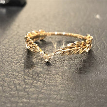 Load image into Gallery viewer, Original Design Cute Thin Ring For Female Gold Filled Wheat Feather Leaf Ring
