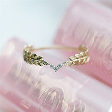 Load image into Gallery viewer, Original Design Cute Thin Ring For Female Gold Filled Wheat Feather Leaf Ring
