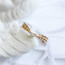 Load image into Gallery viewer, Original Design Cute Thin Ring For Female Gold Filled Wheat Feather Leaf Ring
