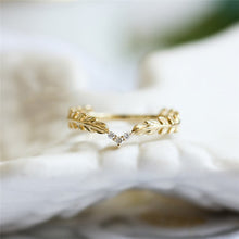 Load image into Gallery viewer, Original Design Cute Thin Ring For Female Gold Filled Wheat Feather Leaf Ring
