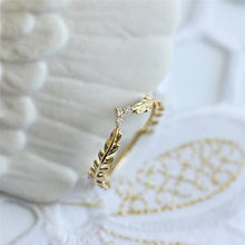 Load image into Gallery viewer, Original Design Cute Thin Ring For Female Gold Filled Wheat Feather Leaf Ring
