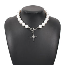 Load image into Gallery viewer, Elegant Pearl Beaded Cross Pendant Choker Necklaces
