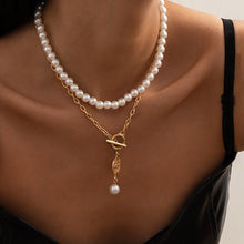 Load image into Gallery viewer, Limerence Multilayer Pearl Beaded Toggle Clasp Coin Pendant Choker Necklace
