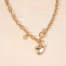 Load image into Gallery viewer, Sweetheart Vintage Cuban Link Toggle Clasp Double Heart Pendant Necklace
