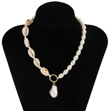 Load image into Gallery viewer, Half Shell Half Pearl Beaded Baroque Pearl Pendant Choker Clavicle Chain Necklace
