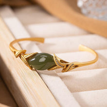 Load image into Gallery viewer, Lokaloca Design Silver Inlaid Natural Fine Jade Open Bangle
