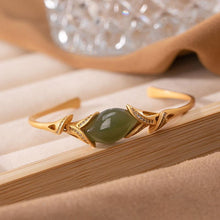 Load image into Gallery viewer, Lokaloca Design Silver Inlaid Natural Fine Jade Open Bangle
