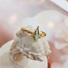 Load image into Gallery viewer, Designer Original Light Green Natural Chalcedony Opening Adjustable Ring Exquisite Fashion Ladies Silver Jewelry
