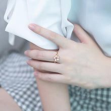 Load image into Gallery viewer, Designer Original Pink Crystal Natural Peach Petal Opening Adjustable Ring
