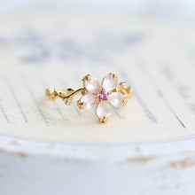 Load image into Gallery viewer, Designer Original Pink Crystal Natural Peach Petal Opening Adjustable Ring
