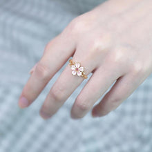 Load image into Gallery viewer, Designer Original Pink Crystal Natural Peach Petal Opening Adjustable Ring
