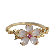 Load image into Gallery viewer, Designer Original Pink Crystal Natural Peach Petal Opening Adjustable Ring
