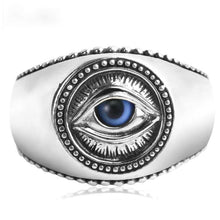 Load image into Gallery viewer, Designer Eye of God Thai Silver Opening Adjustable Ring Retro Men&#39;s Jewelry
