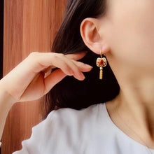 Load image into Gallery viewer, Designer Craftsmanship Natural Southern Red Agate Tassel Earrings Vintage Retro Luxury Artistic Charm Ladies Silver Jewelry
