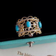 Load image into Gallery viewer, Designer Craftsmanship Turquoise Opening Ring Charm Women Silver Jewelry
