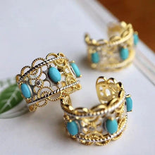 Load image into Gallery viewer, Designer Craftsmanship Turquoise Opening Ring Charm Women Silver Jewelry
