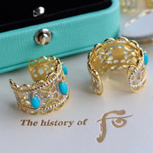 Load image into Gallery viewer, Designer Craftsmanship Turquoise Opening Ring Charm Women Silver Jewelry
