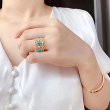 Load image into Gallery viewer, Designer Craftsmanship Turquoise Opening Ring Charm Women Silver Jewelry
